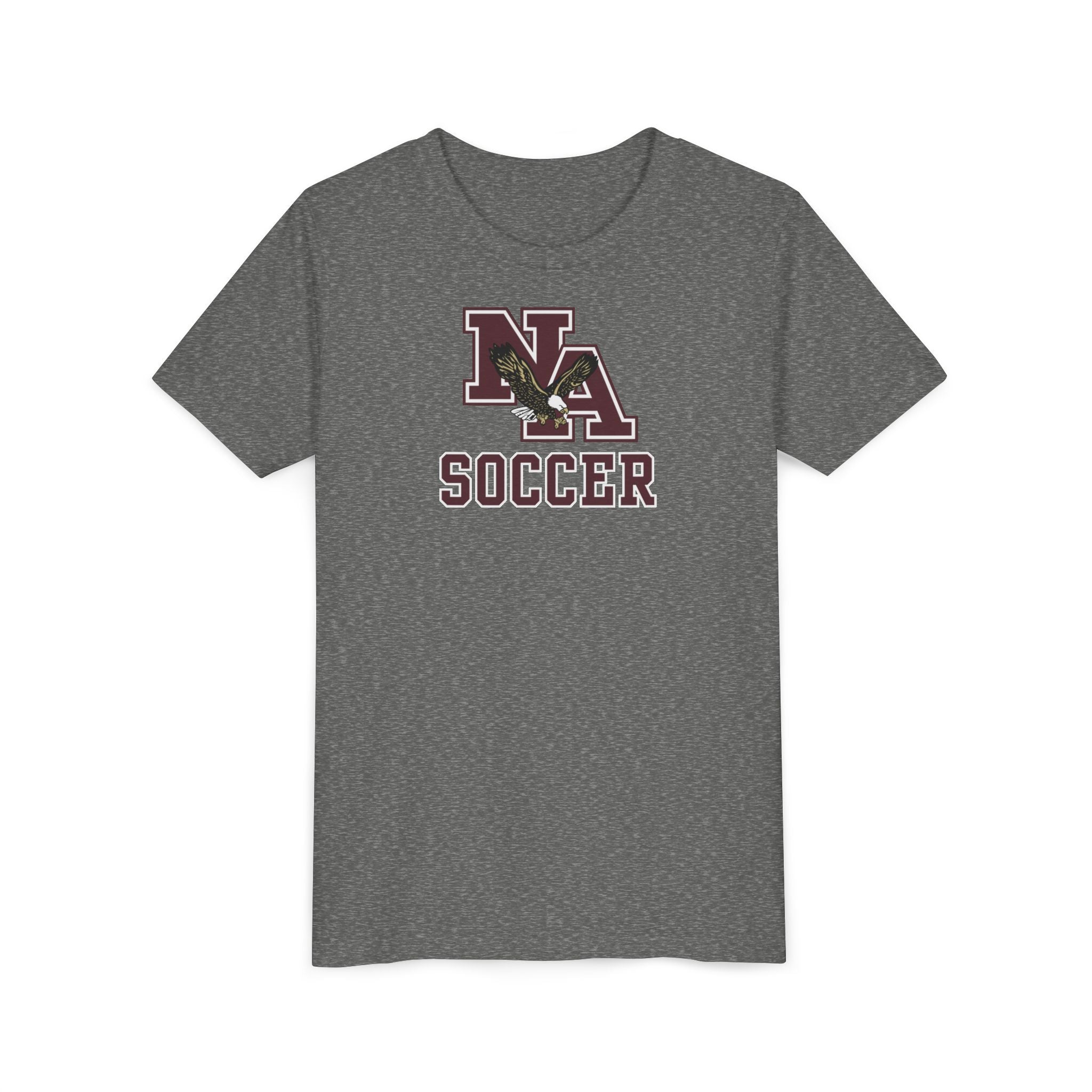Youth New Albany Classic Maroon Soccer Logo Graphic Short Sleeve Bella + Canvas Soft Tee
