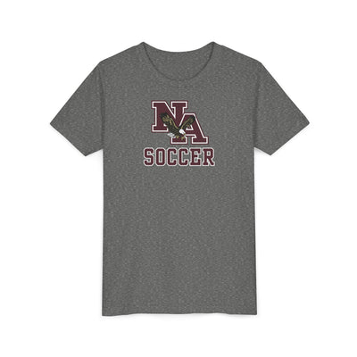Youth New Albany Classic Maroon Soccer Logo Graphic Short Sleeve Bella + Canvas Soft Tee