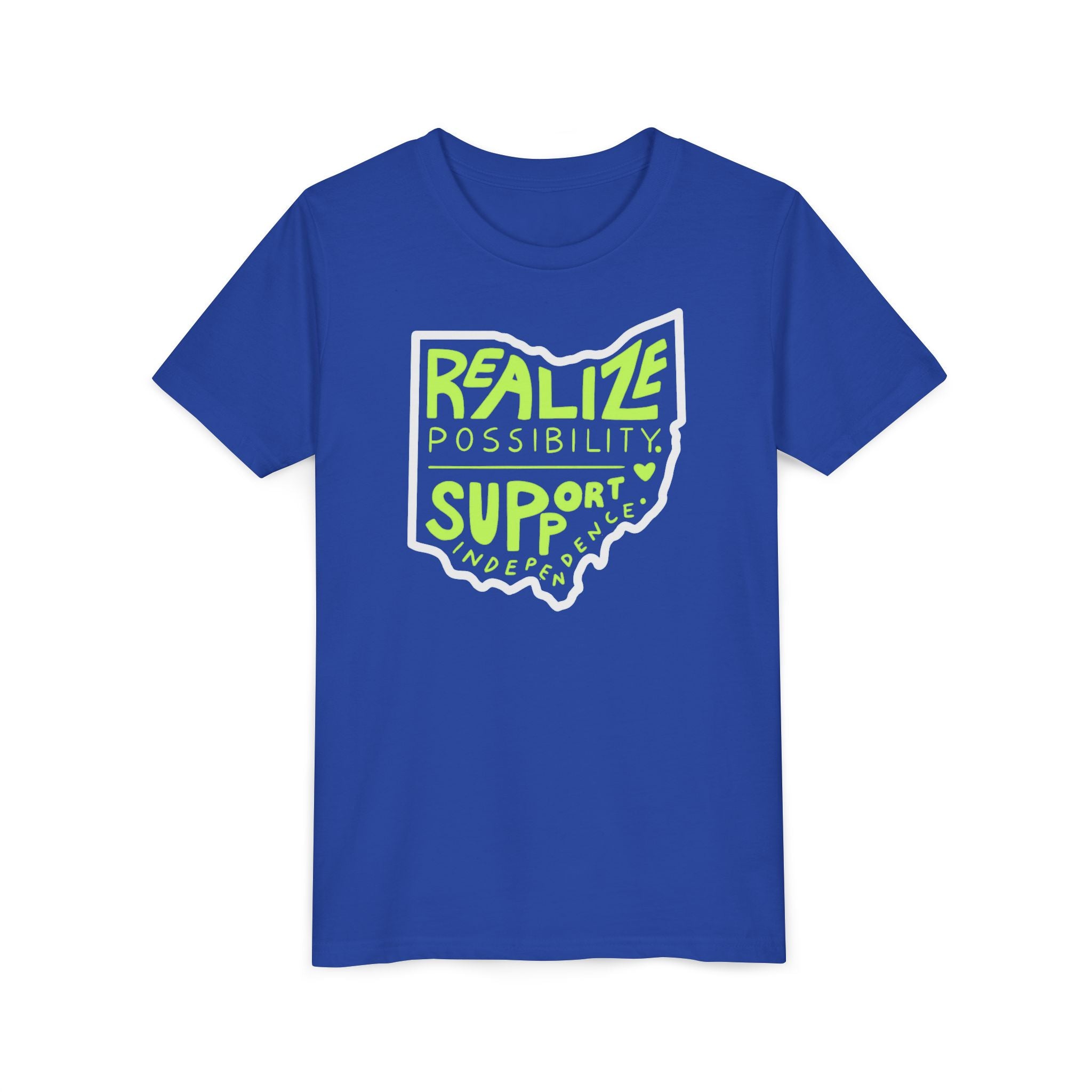 Youth Realize Possibility Support Independence Graphic Short Sleeve Soft Tee - Bridgeway Academy