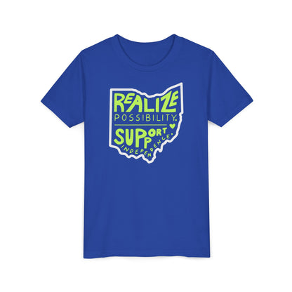 Youth Realize Possibility Support Independence Graphic Short Sleeve Soft Tee - Bridgeway Academy