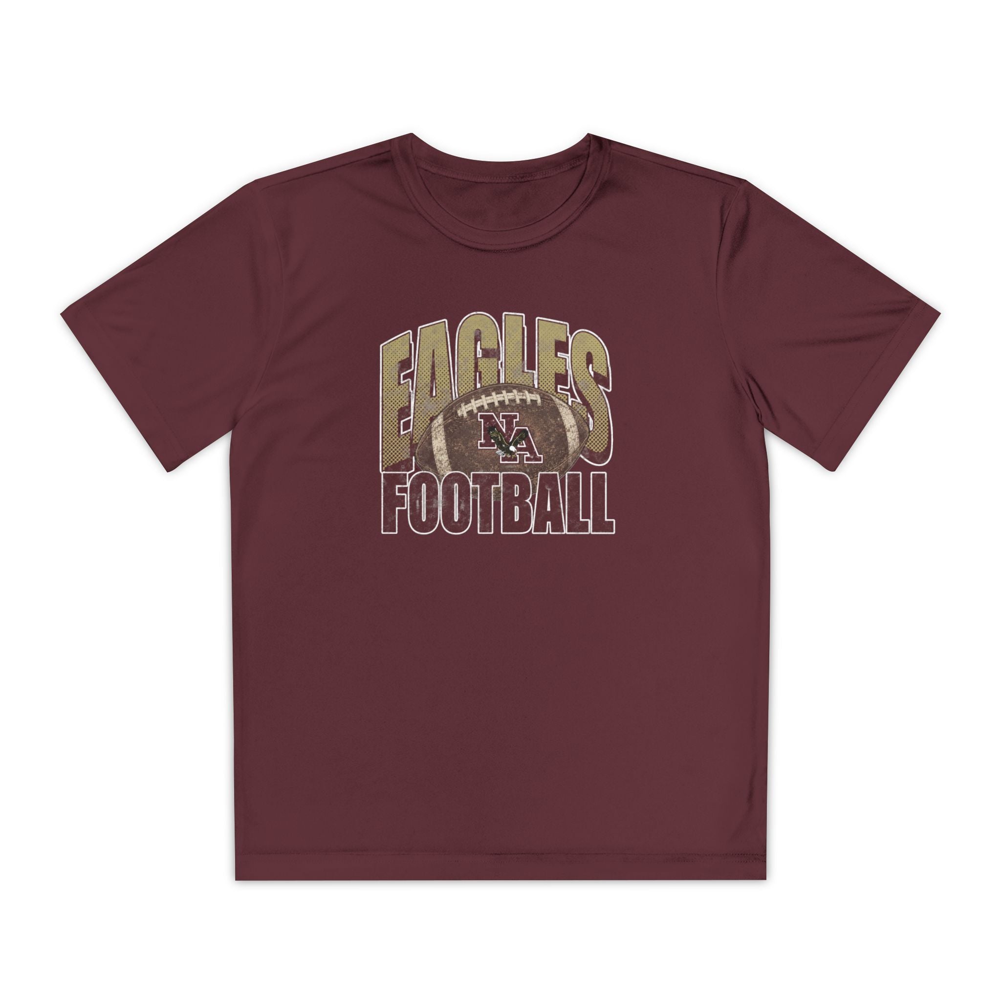 Youth New Albany First-Down Distressed Football Graphic Sport-Tek Competitor Performance Tee