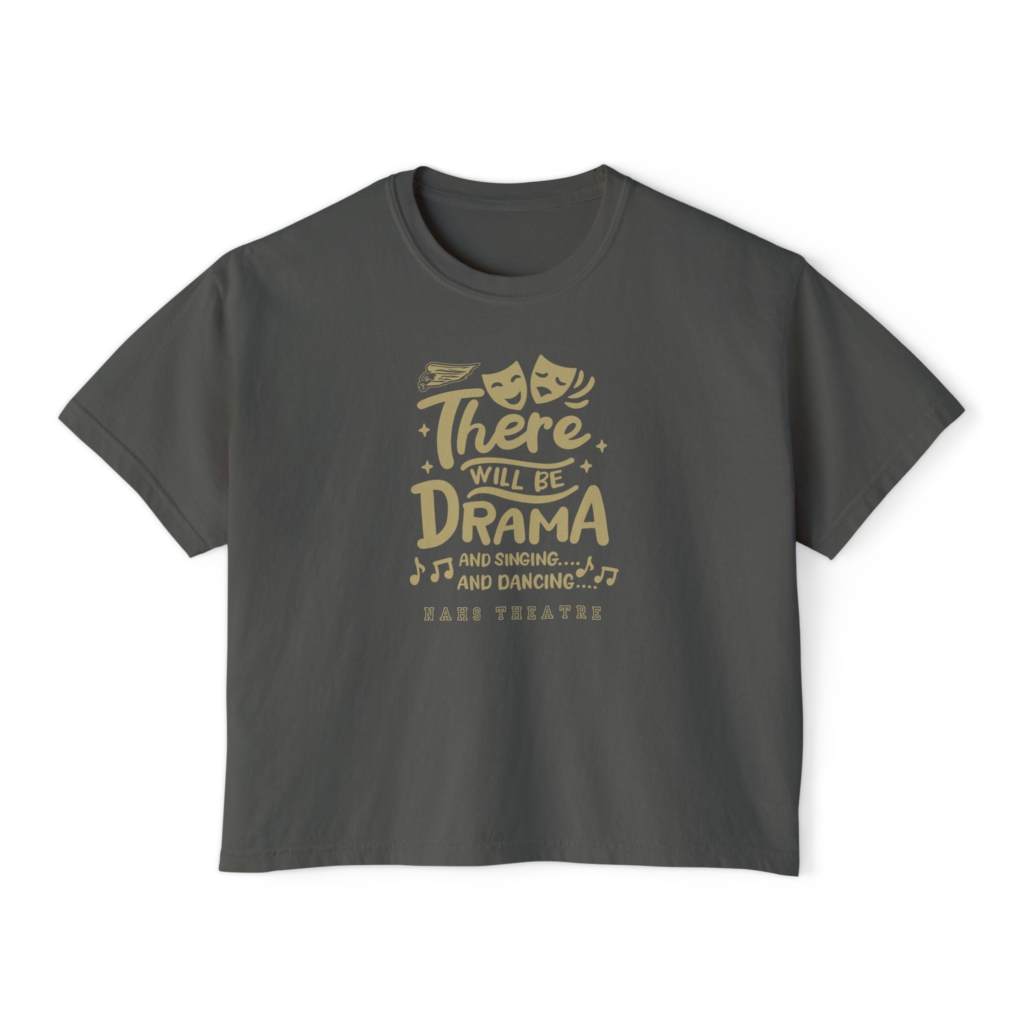 Women's There Will Be Drama Graphic Boxy Crop Short Sleeve Tee