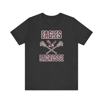Adult Unisex Distressed Eagles Lacrosse Graphic Short Sleeve Soft Tee