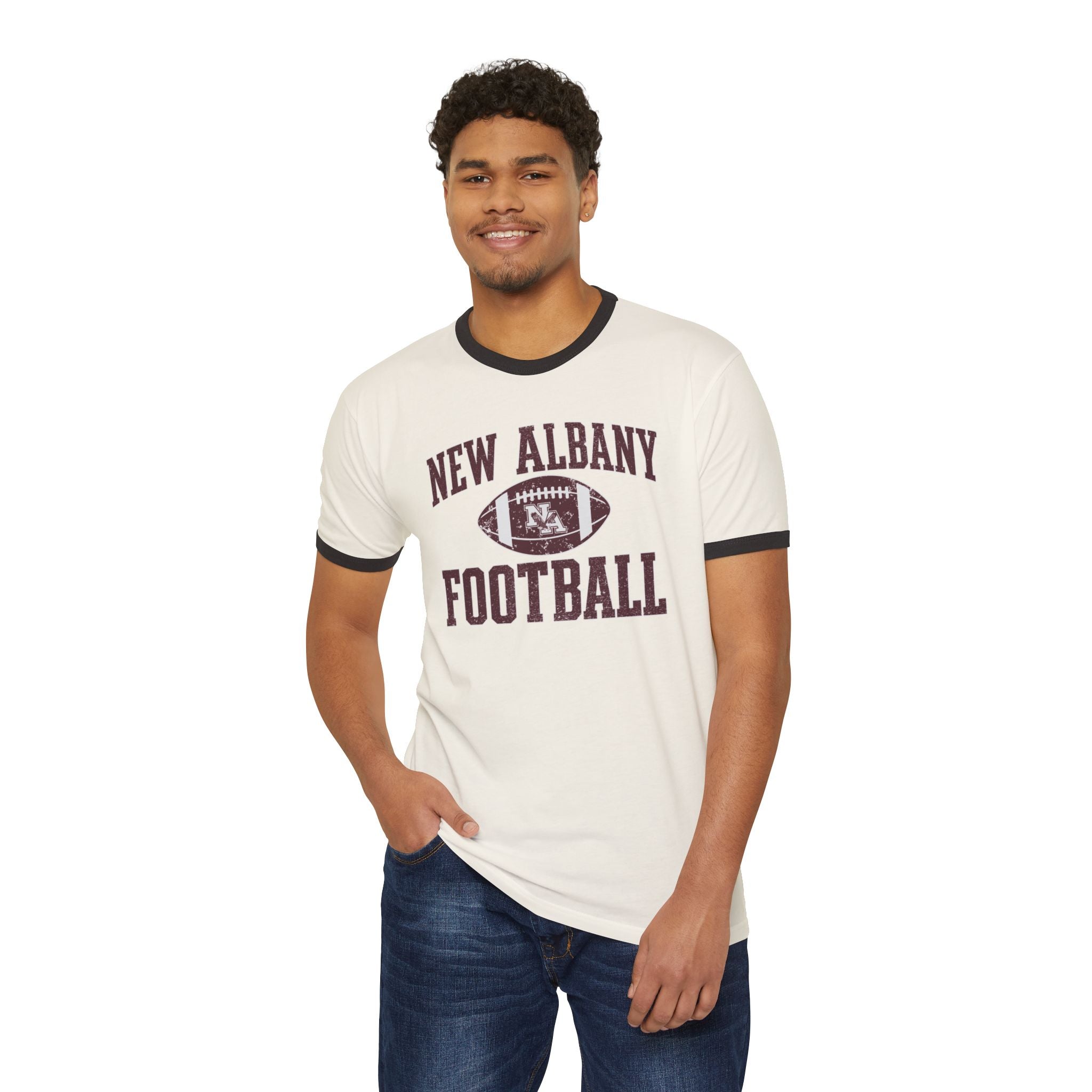 Adult Unisex New Albany Football Pride Graphic Short Sleeve Ringer Tee