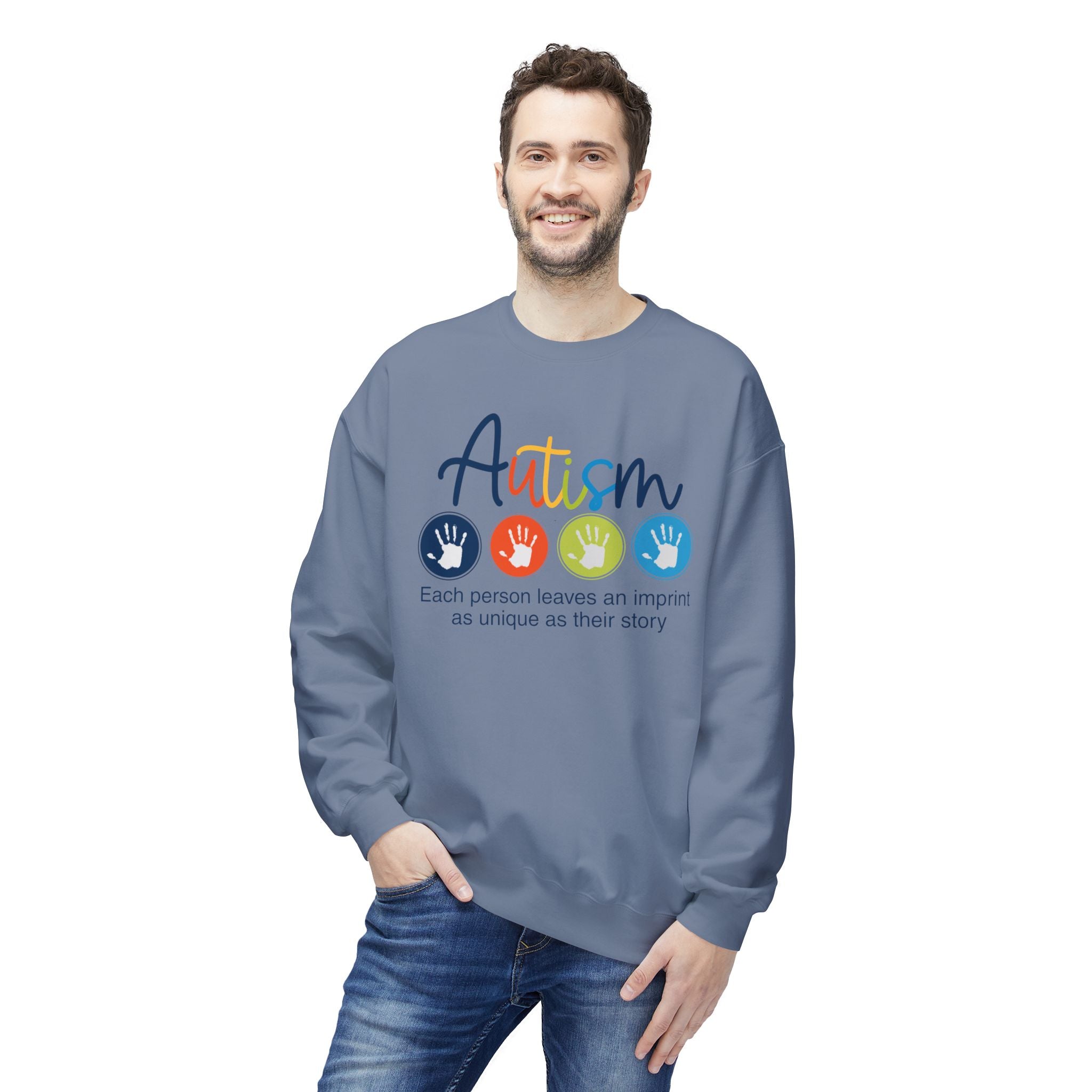 Adult Unisex Autism Imprint Graphic Soft Style Sweatshirt
