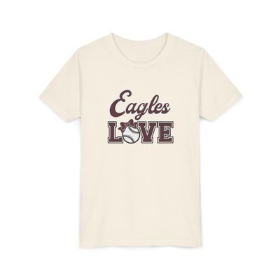 Youth Eagles Softball Love Graphic Short Sleeve Soft Tee