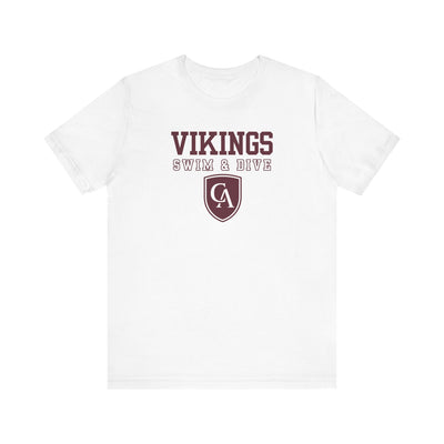 Adult Unisex Columbus Academy Vikings Swim & Dive Graphic Short Sleeve Bella + Canvas Soft Tee
