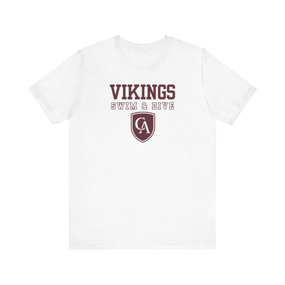 Adult Unisex Columbus Academy Vikings Swim & Dive Graphic Short Sleeve Bella + Canvas Soft Tee