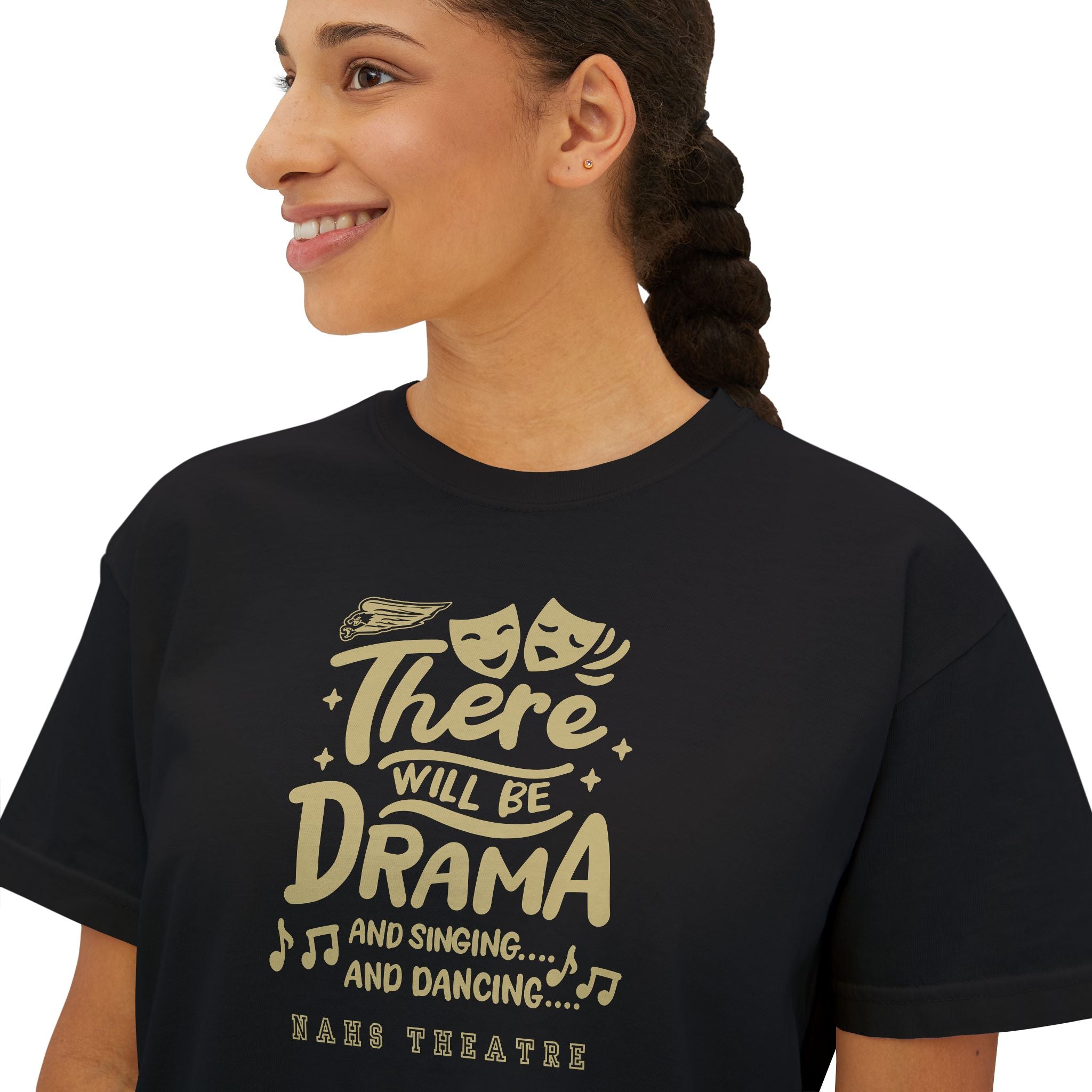 Women's There Will Be Drama Graphic Boxy Crop Short Sleeve Tee