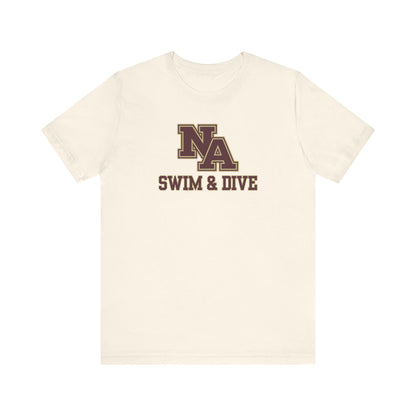 Adult Unisex Swim & Dive Classic Logo with Word Pool Back Graphic Soft Short Sleeve Tee