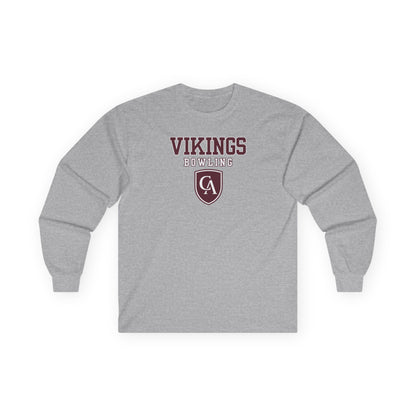 Adult Unisex Columbus Academy Vikings Bowling Graphic Gildan Long Sleeve Tee