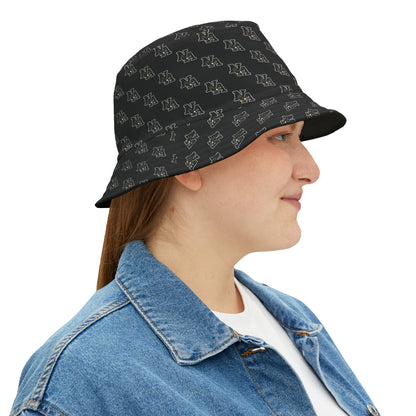 Adult Unisex Classic Logo Allover Print Black Bucket Hat - New Albany Eagles