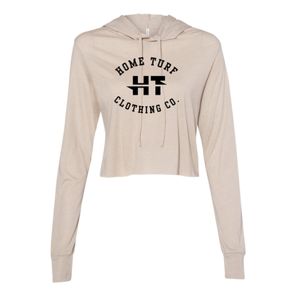 Women's Super Soft Home Turf Logo Long Sleeve Cropped Hooded Tee