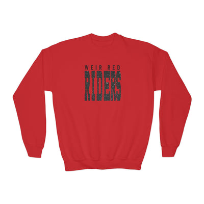 Youth Weir Red Riders Distressed Enlarged Graphic Gildan Heavy Blend Sweatshirt