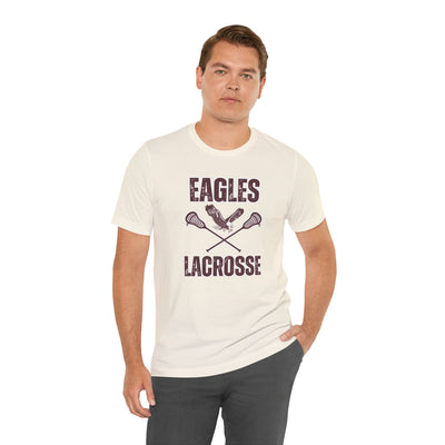 Adult Unisex Distressed Eagles Lacrosse Graphic Short Sleeve Soft Tee