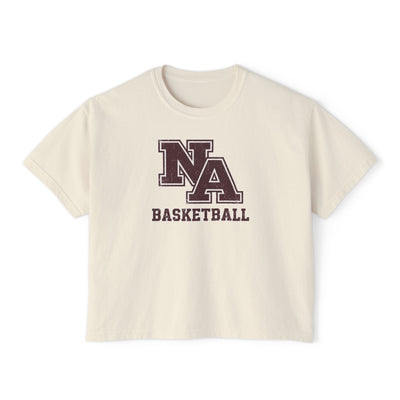 Women's New Albany Basketball Vintage Vibe Logo Graphic Boxy Crop Short Sleeve Tee