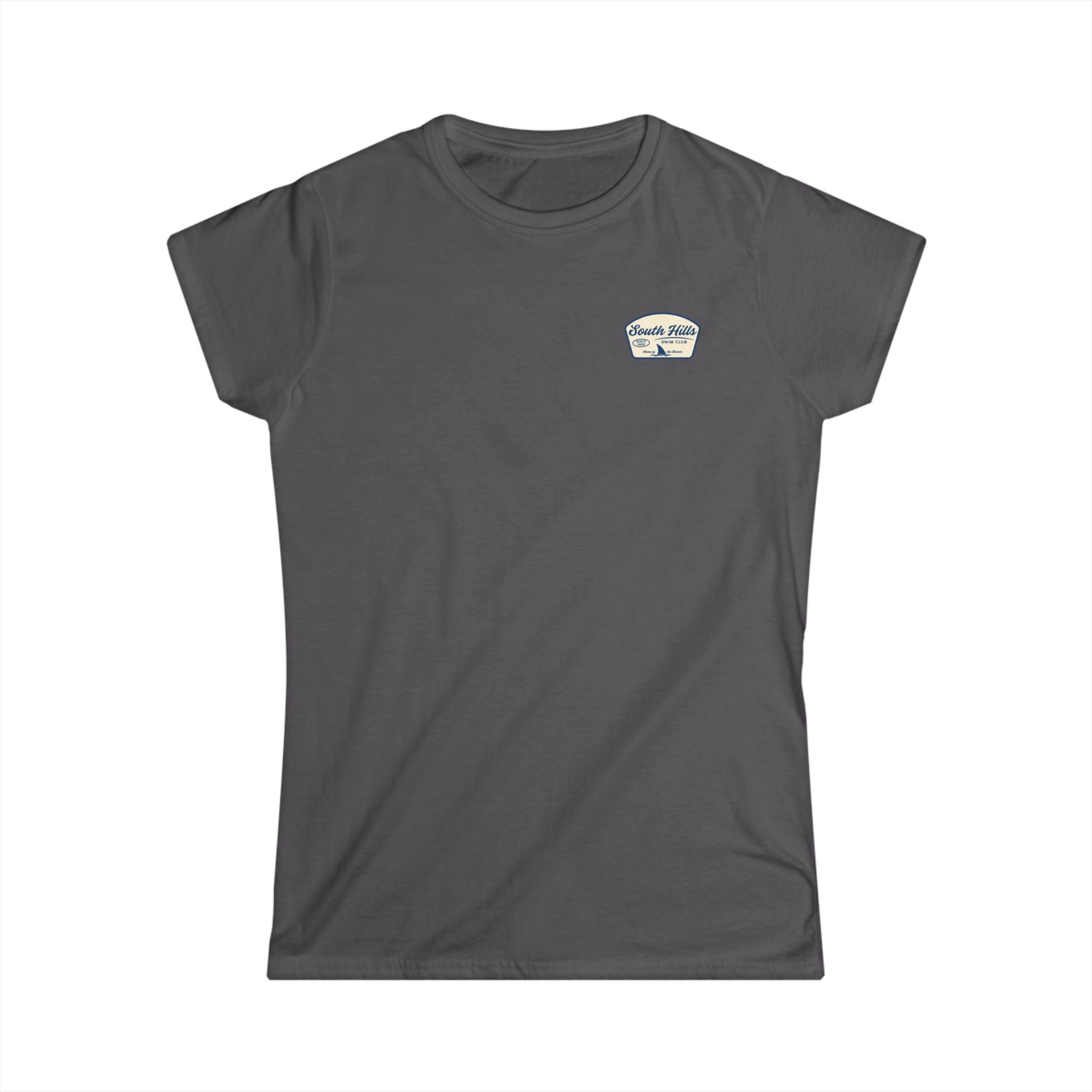 Women's South Hiils Swim Club Home of the Sharks Graphic Short Sleeve Gildan Softstyle Tee
