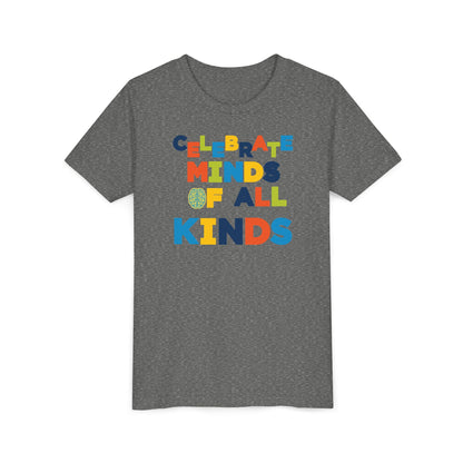 Youth Celebrate Minds Of All Kinds Graphic Short Sleeve Soft Tee - Bridgeway Academy