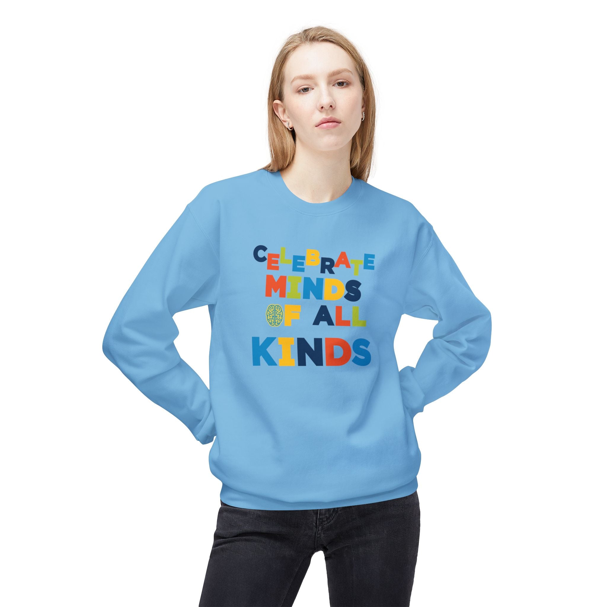 Adult Unisex Celebrate Minds Of All Kinds Graphic Soft Style Sweatshirt