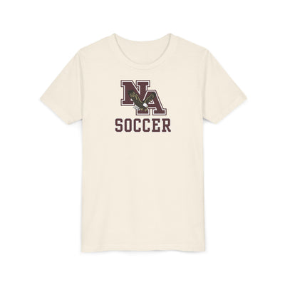 Youth New Albany Classic Maroon Soccer Logo Graphic Short Sleeve Bella + Canvas Soft Tee