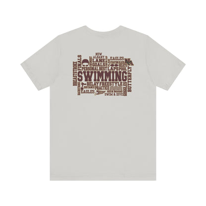 Adult Unisex Swim & Dive Classic Logo with Word Pool Back Graphic Soft Short Sleeve Tee