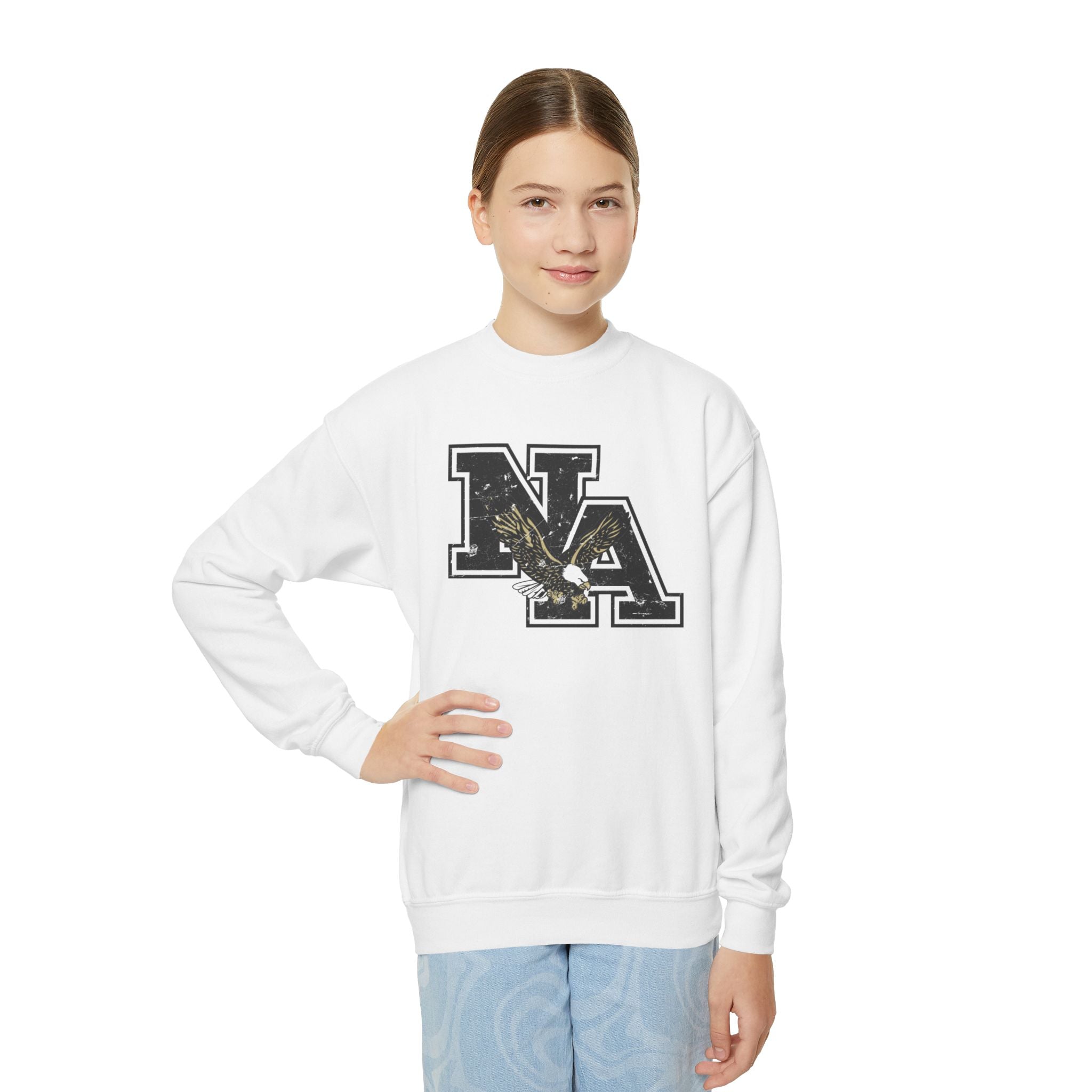 Youth Black Vintage Distressed Logo Graphic Sweatshirt