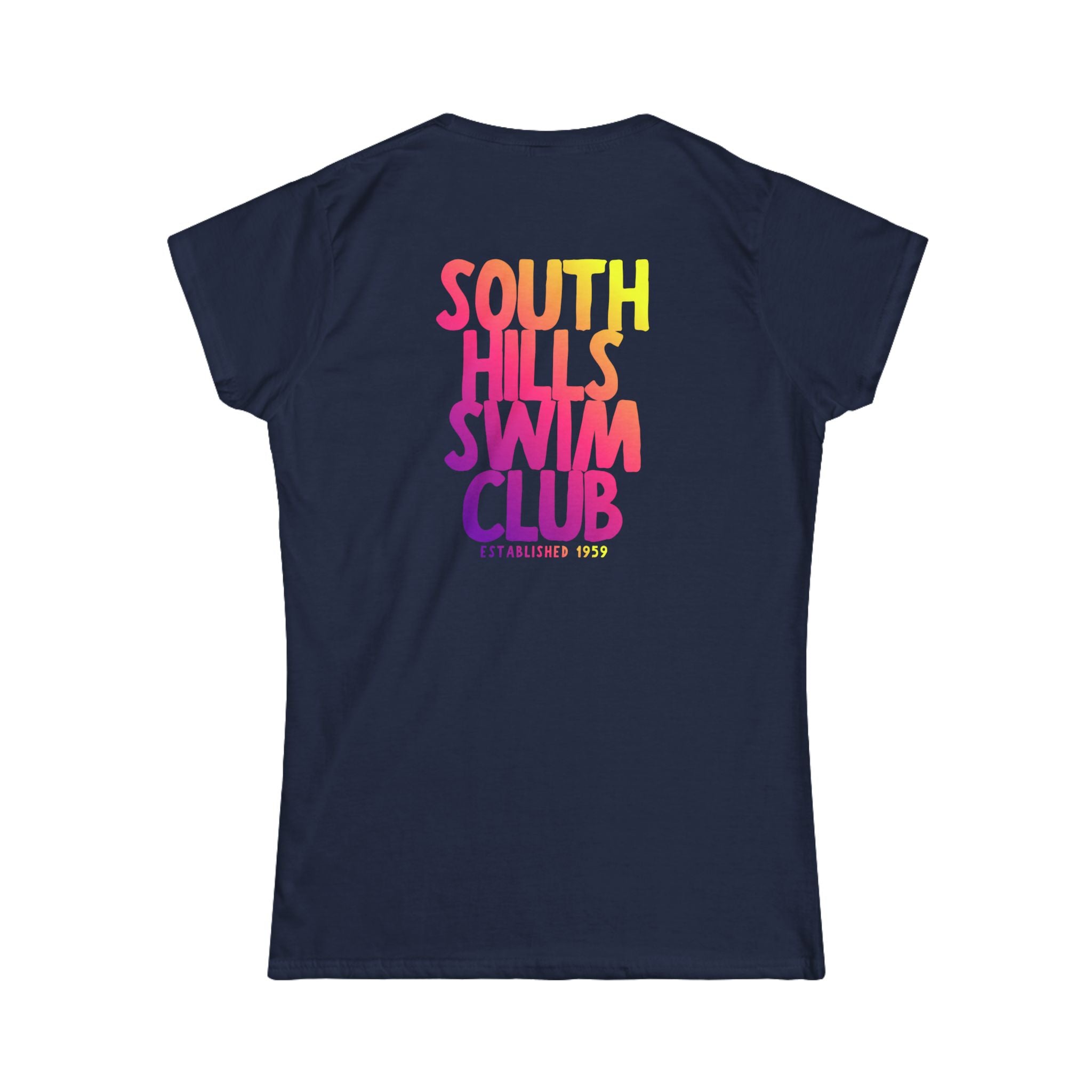 Women's South Hills Swim Club SHSC Ombre Graphic Short Sleeve Gildan Softstyle Tee