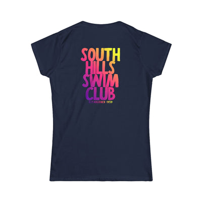 Women's South Hills Swim Club SHSC Ombre Graphic Short Sleeve Gildan Softstyle Tee