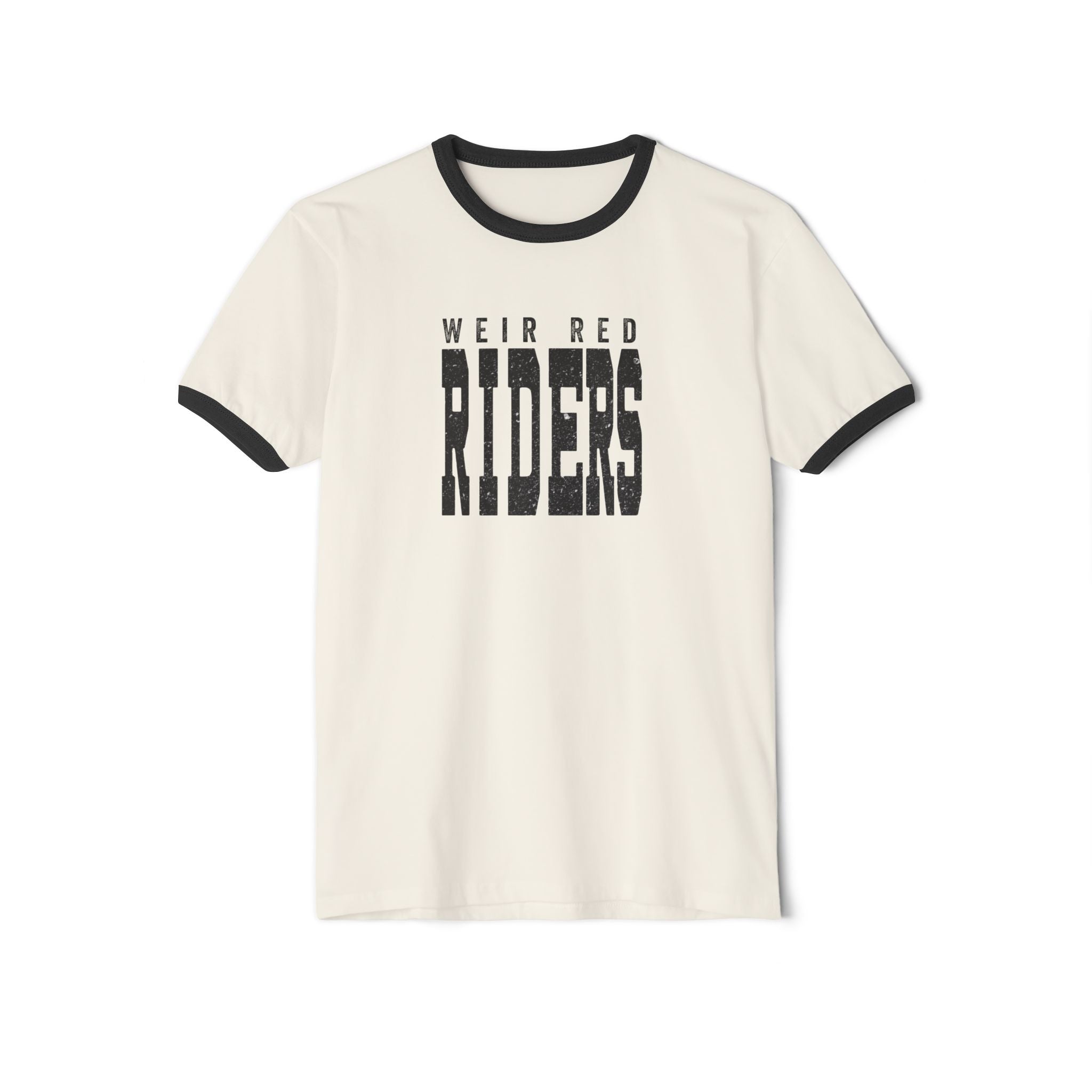 Adult Unisex Weir Red Riders Distressed Enlarged Graphic Short Sleeve Ringer Tee