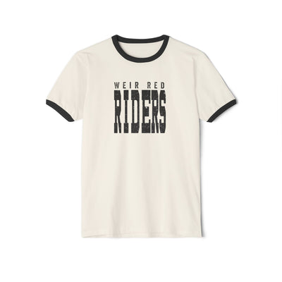 Adult Unisex Weir Red Riders Distressed Enlarged Graphic Short Sleeve Ringer Tee