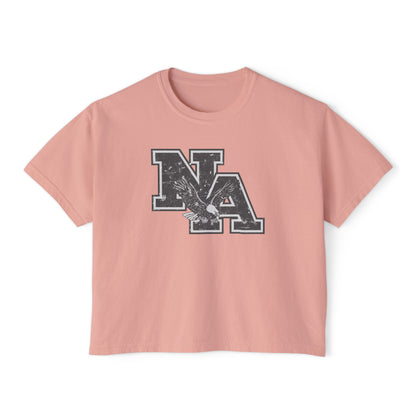 Women's Distressed Logo Graphic Boxy Crop Short Sleeve Tee - PINK OCTOBER