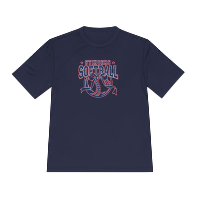 Adult Unisex Stingers Softball Spirit Bow Graphic Sport-Tek Competitor Performance Tee