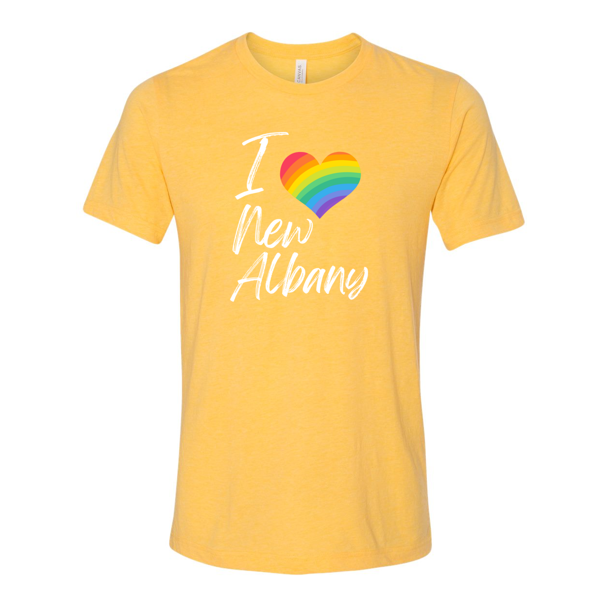 Adult Unisex City Rainbow Pride Heart Super Soft Short Sleeve Graphic Tee - New Albany