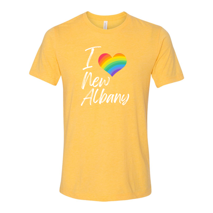 Adult Unisex City Rainbow Pride Heart Super Soft Short Sleeve Graphic Tee - New Albany