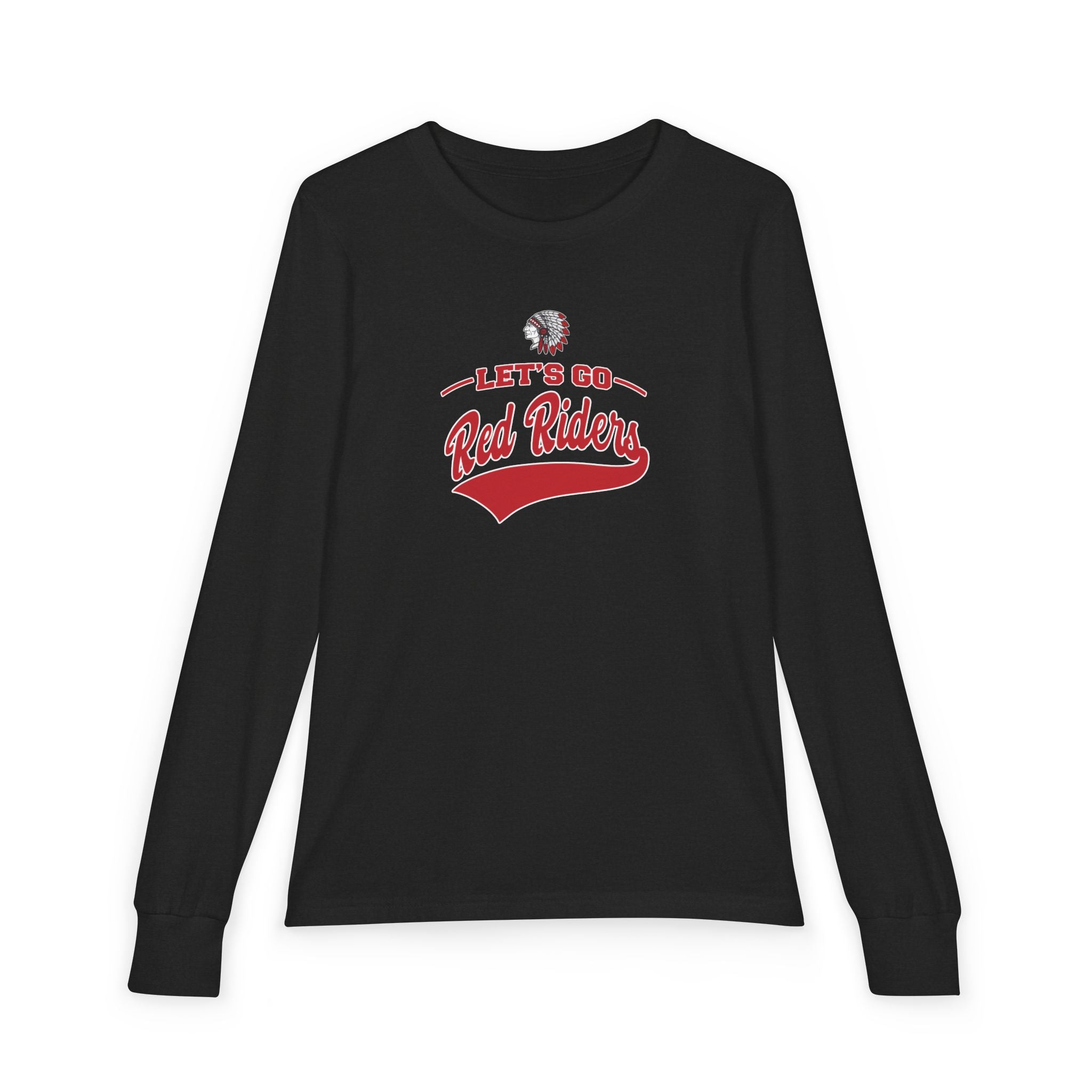 Youth Let's Go Red Riders Graphic Bella + Canvas Long Sleeve Soft Tee