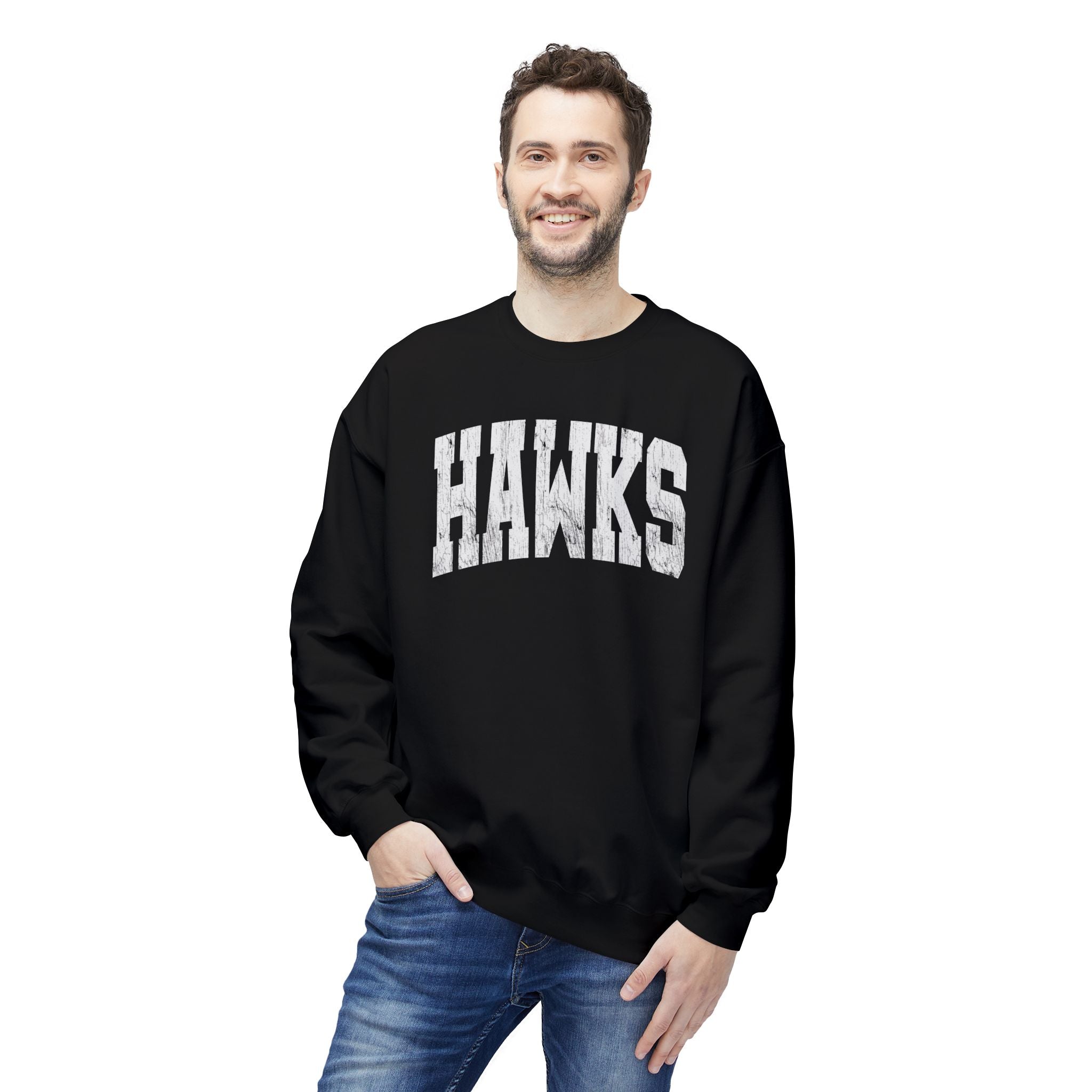 Adult Unisex Westerville Central Distressed Oversized Hawks Graphic Soft Style Sweatshirt