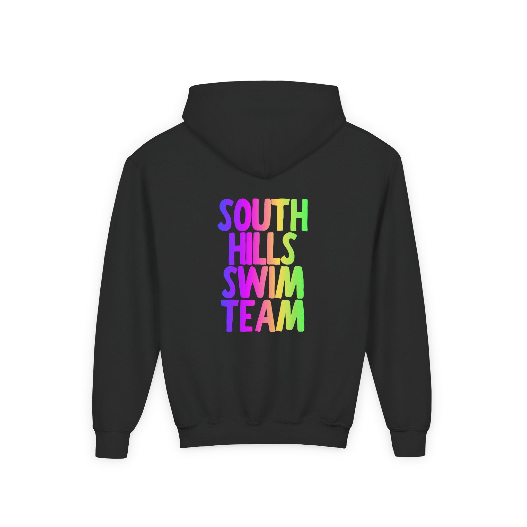 Youth South Hills Swim Team Neon Rainbow Graphic Hoodie