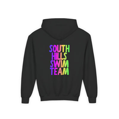 Youth South Hills Swim Team Neon Rainbow Graphic Hoodie