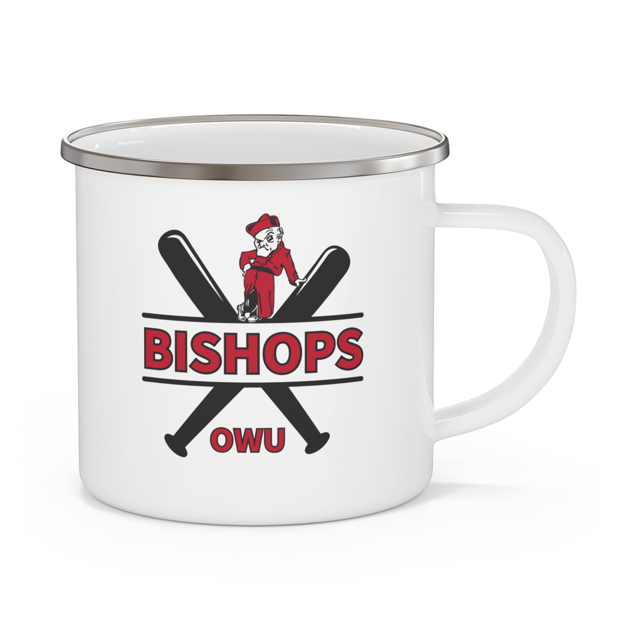 Bishops Baseball Crossbat Graphic Enamel Camping Mug - Ohio Wesleyan University