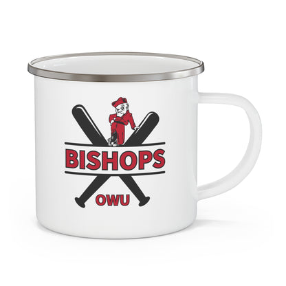 Bishops Baseball Crossbat Graphic Enamel Camping Mug - Ohio Wesleyan University