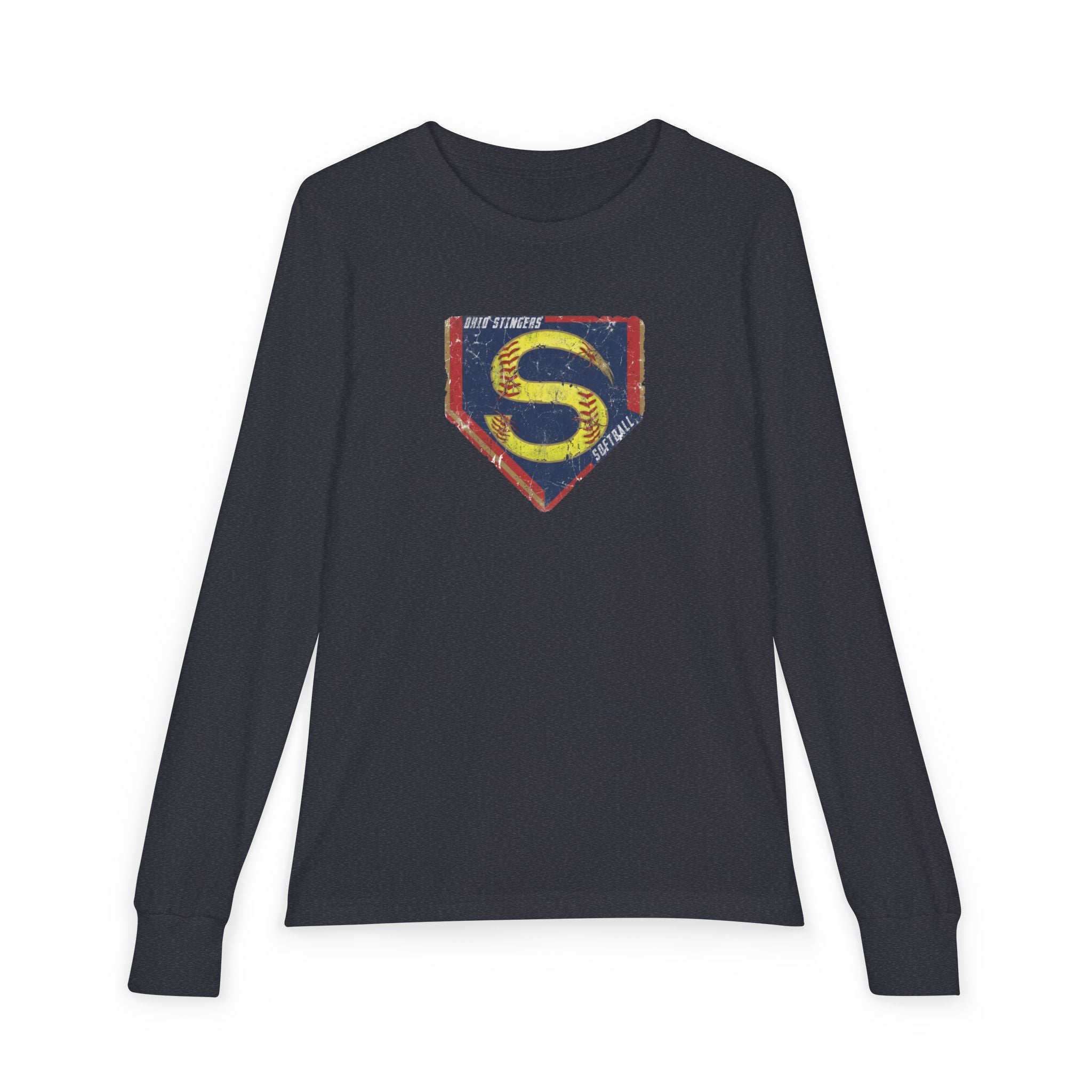 Youth Stingers Softball Distressed Logo Graphic Bella + Canvas Long Sleeve Soft Tee