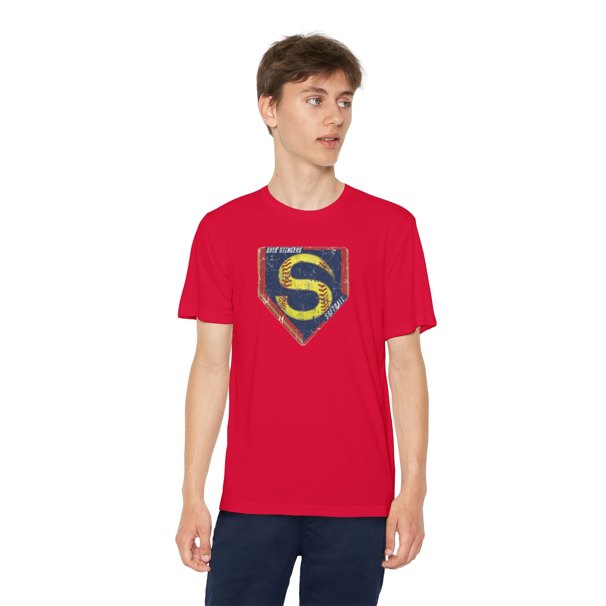 Youth Stingers Softball Distressed Logo Graphic Sport-Tek Competitor Performance Tee