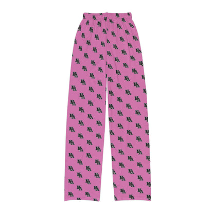 Youth Pajama Pant in Pink with Allover Classic Black Logo Print