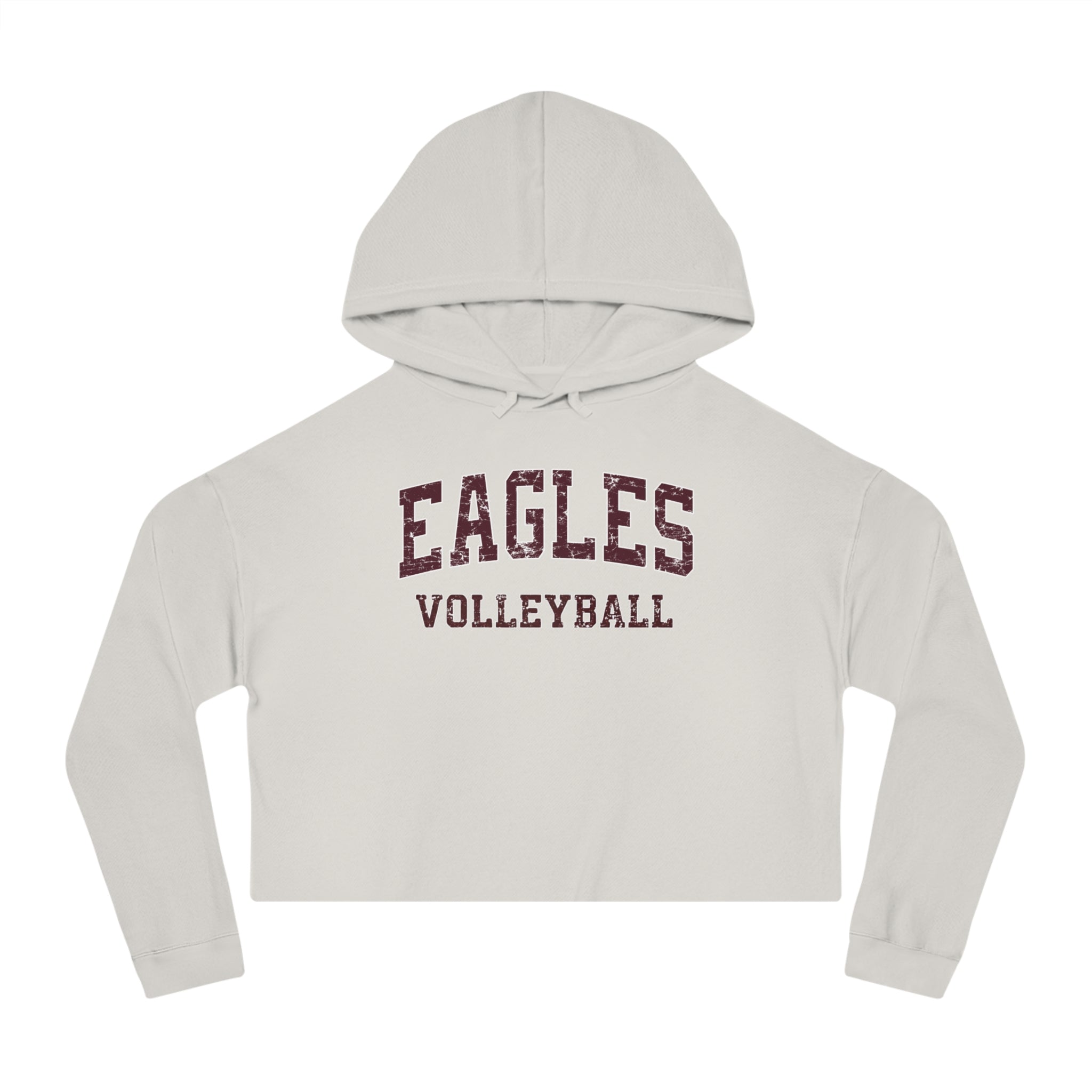 Women's New Albany Eagles Volleyball Vintage Distressed Graphic Crop Hoodie