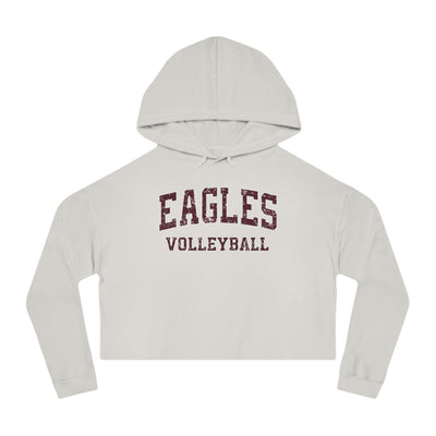 Women's New Albany Eagles Volleyball Vintage Distressed Graphic Crop Hoodie