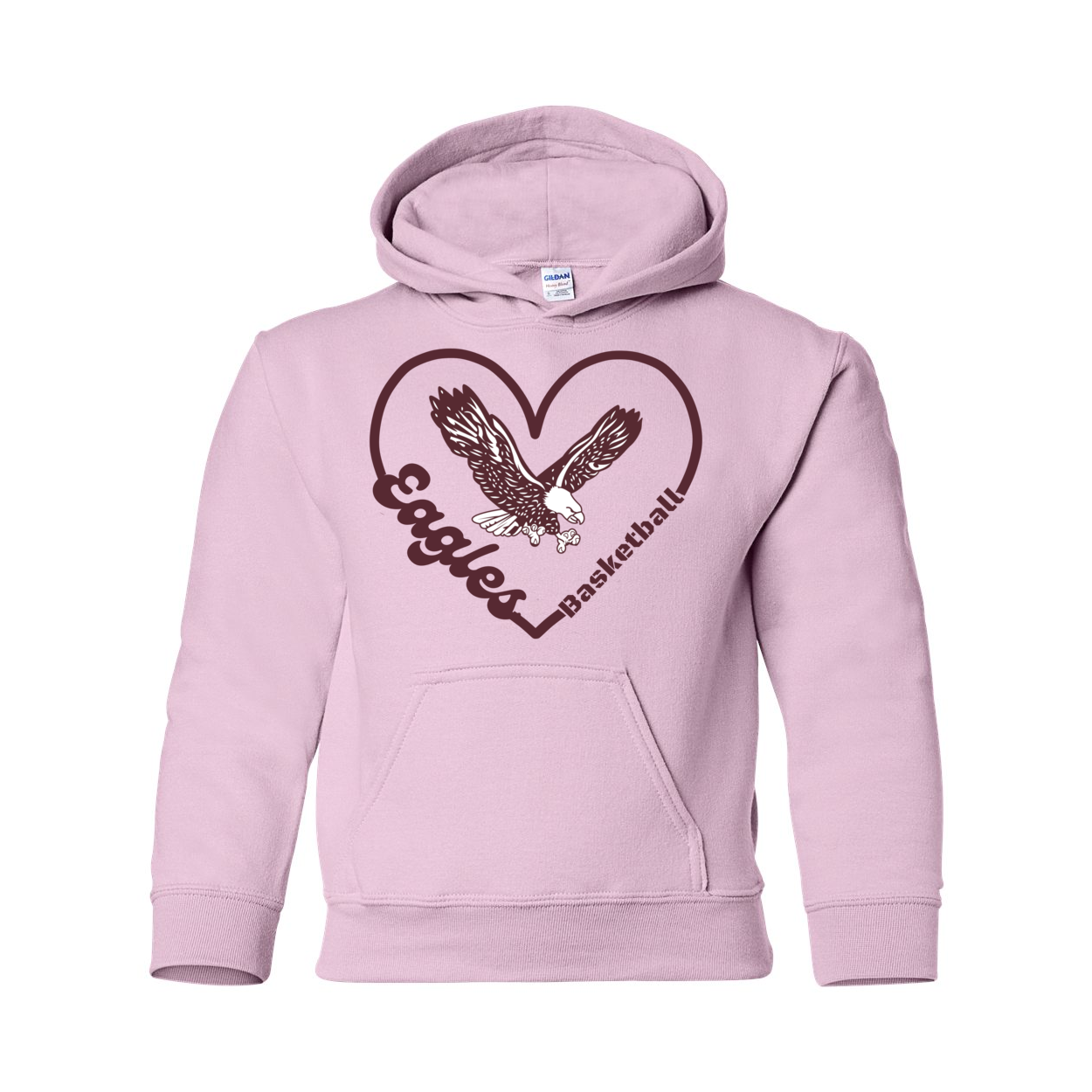 Youth Eagles Basketball Heart Graphic Hoodie