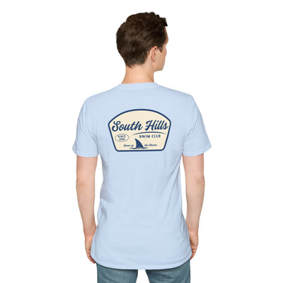 Adult Unisex South Hills Swim Club Home of the Sharks Graphic Short Sleeve Gildan Softstyle Tee