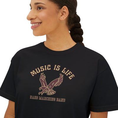 Women's NAHS Music is Life Graphic Boxy Crop Short Sleeve Tee