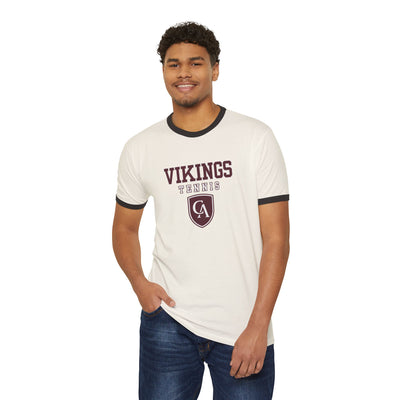 Adult Unisex Columbus Academy Vikings Tennis Graphic Short Sleeve Ringer Tee