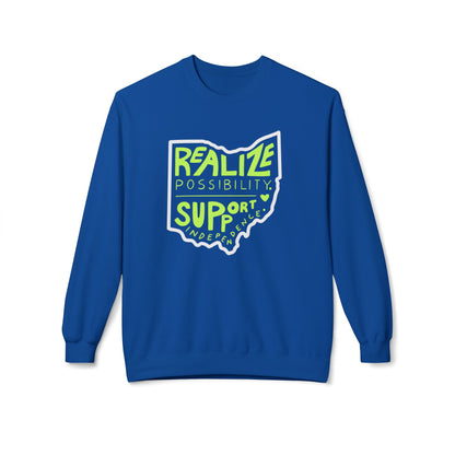 Adult Unisex Realize Possibility Support Independence Graphic Soft Style Sweatshirt